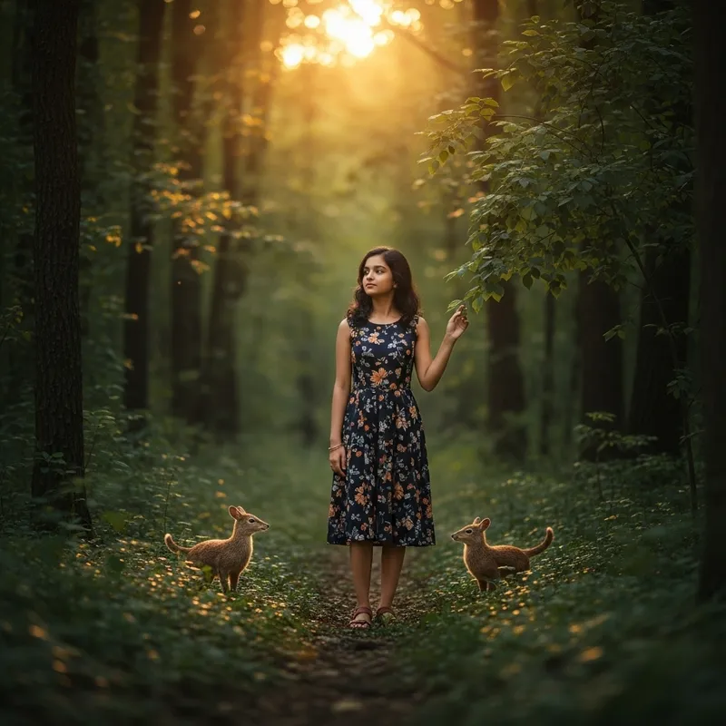 Serene South Asian Girl Embracing Nature's Beauty | Modern Fashion Serene South Asian Girl Embracing Nature's Beauty | Modern Fashion