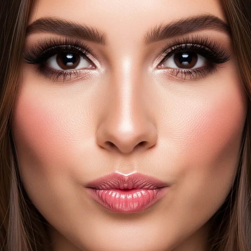 Natural Pouty Pink Lips and Shimmery Black Eyes - Stunning Woman's Portrait