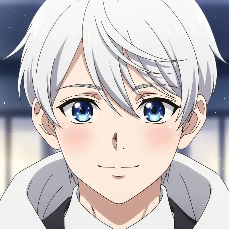 Adorable White Hair Blue-Eyed Anime Boy Adorable White Hair Blue-Eyed Anime Boy
