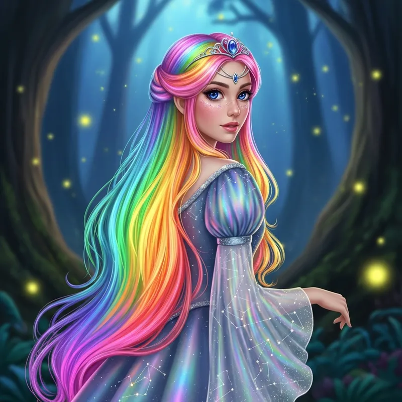 Princess Arella: Ethereal Beauty with Rainbow Hair Princess Arella: Ethereal Beauty with Rainbow Hair