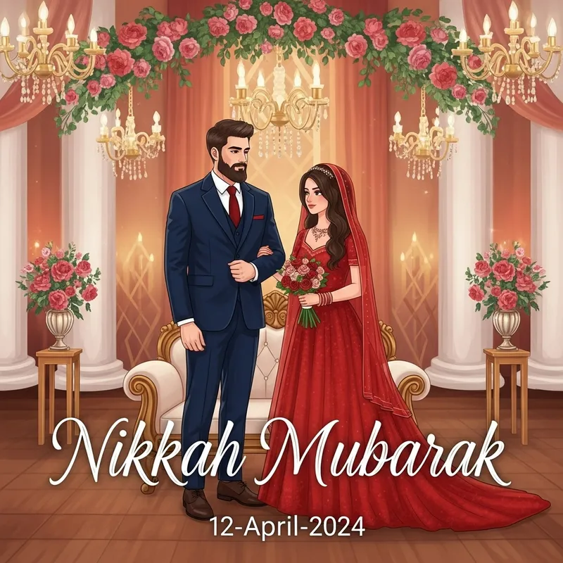 Nikkah Mubarak: Tall Groom in Dark Blue Suit & Bride in Red Dress Nikkah Mubarak: Tall Groom in Dark Blue Suit & Bride in Red Dress