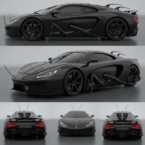 Cockroach-Inspired Black Sports Car: A Unique Fusion