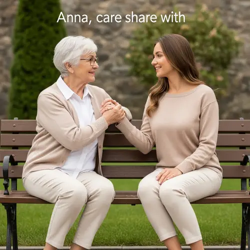 Anna's Gentle Request to Share a Bench with Mia