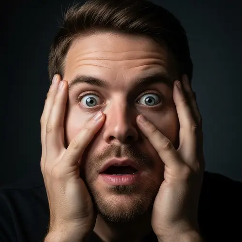 Surreal Portrait of a Surprised Caucasian Man with Eccentric Emphasis
