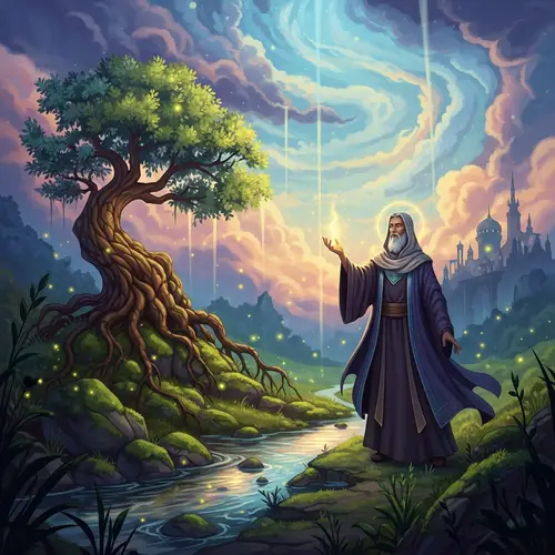 Spiritual Figure Revered for Miracles in Enchanting Scene