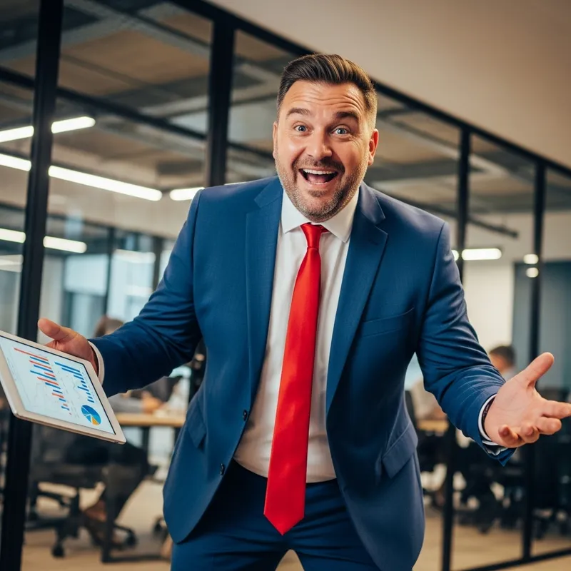 Energetic Overweight Businessman Sales Pitch | Gordo Ventas