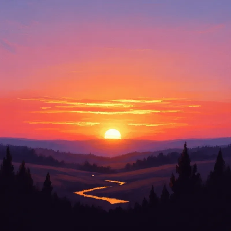 Impressionist Sunset: Captivating Sky Tapestry