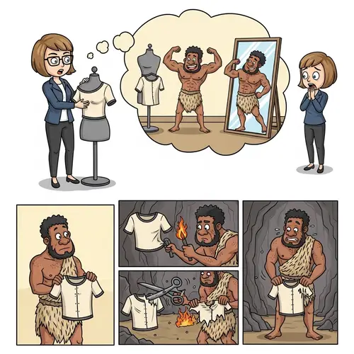 Cute Cartoon: Fashion Designer & Prehistoric Man Story
