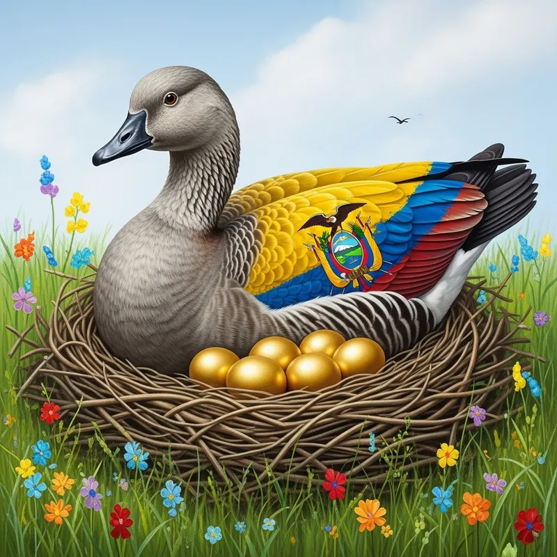 Majestic Smoke Grey Feathered Golden Goose in Enchanting Meadow