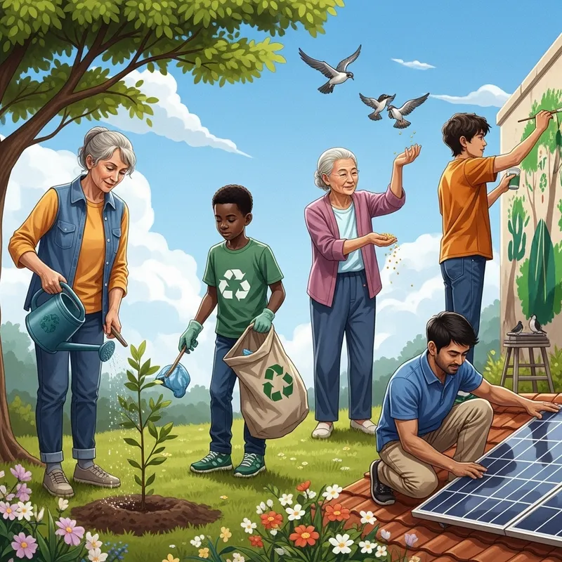 Five People in Environmental Painting