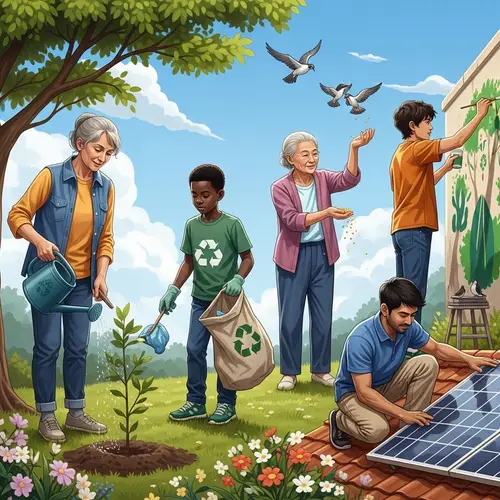 Diverse Conservation Activities in Detailed Environmental Scene