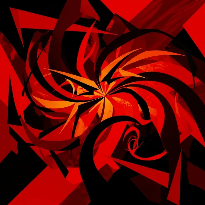 Angry Abstract Art | Bold Geometric Pattern in Fiery Reds & Blacks Angry Abstract Art | Bold Geometric Pattern in Fiery Reds & Blacks