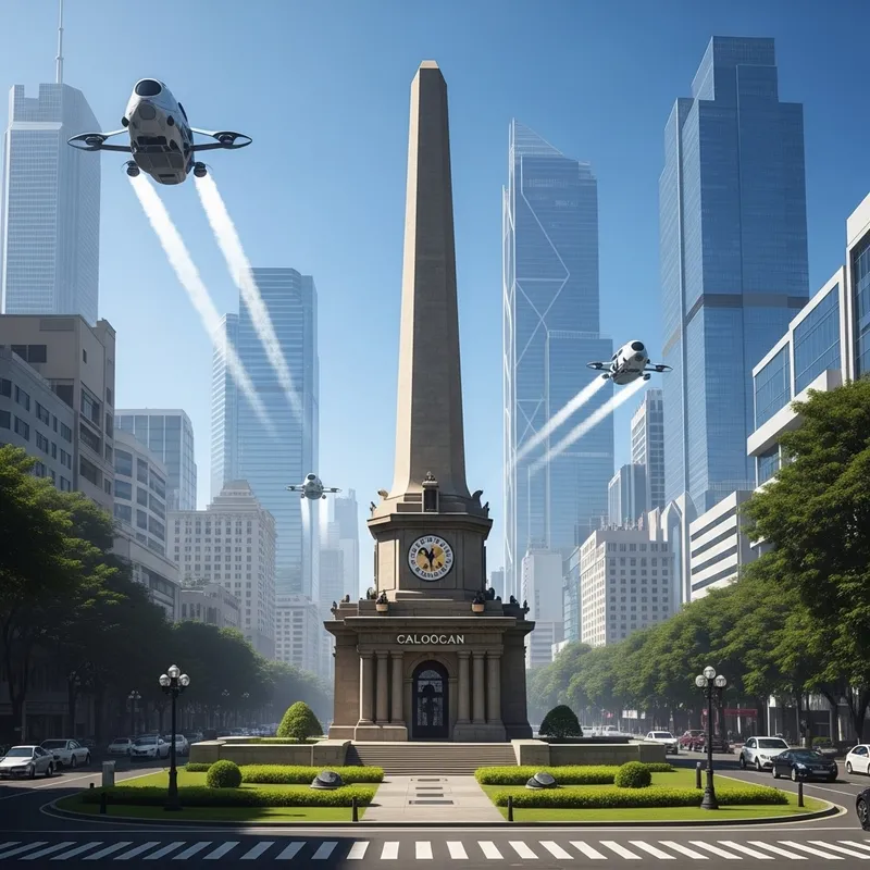 Caloocan Monument in Historic & Futuristic Cityscape