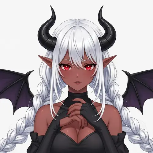 Anime Character with Braided White Hair and Red Eyes