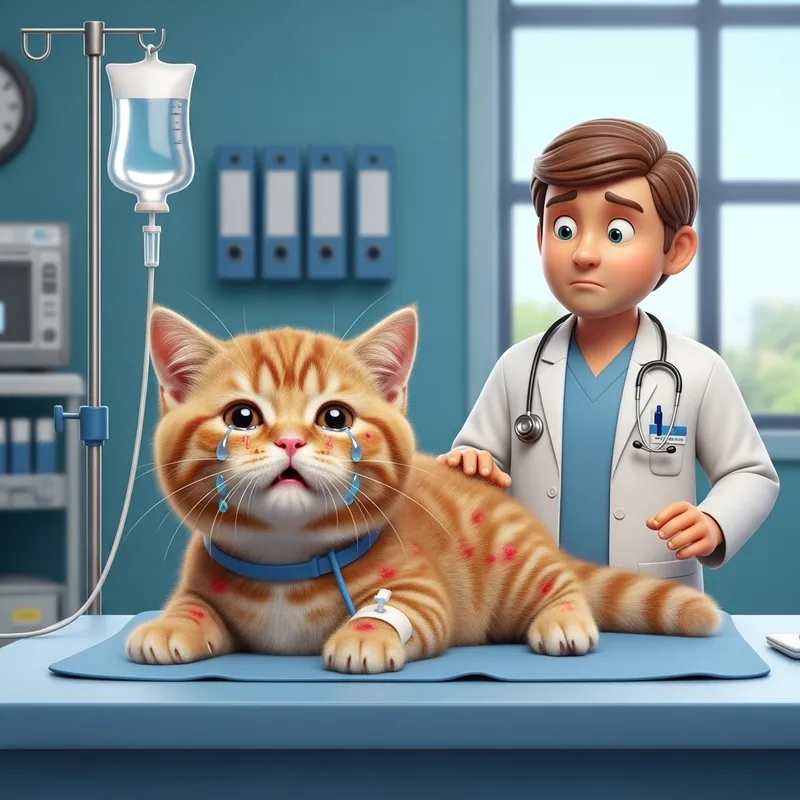 Scottish Cat Allergic Reaction at Veterinary Hospital