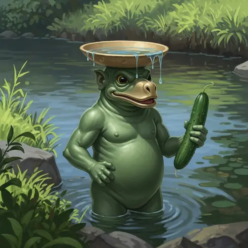 Japanese Kappa Folklore: Mythical Water Creature by Peaceful River