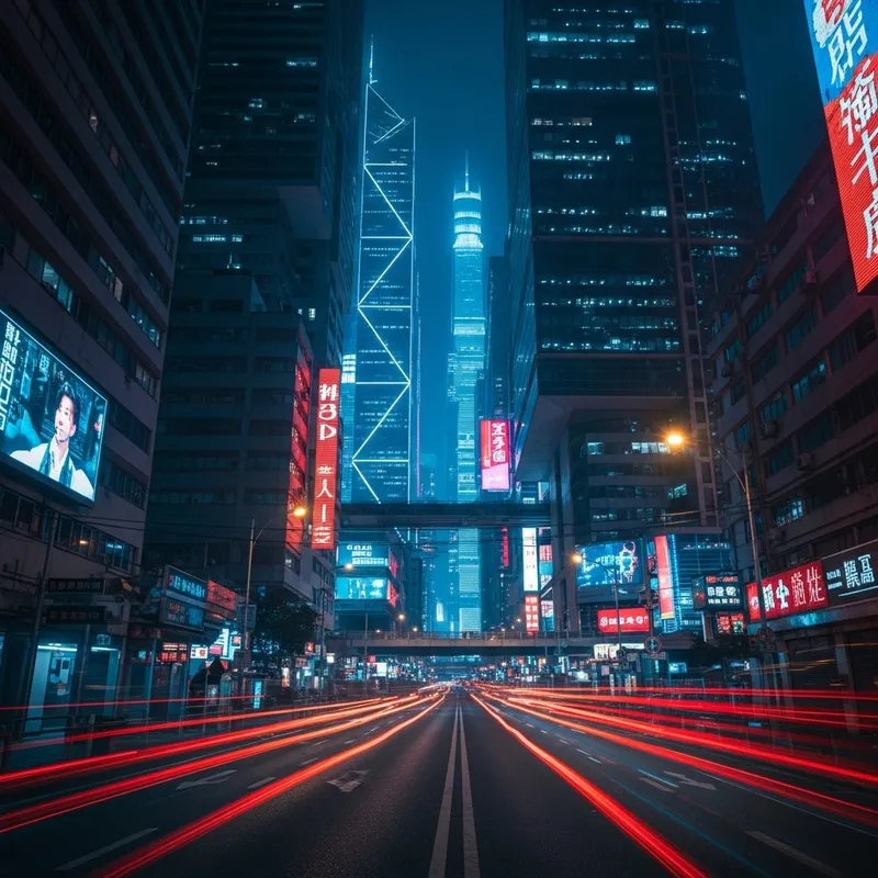 Vibrant Cyberpunk Cityscape at Night | Canon EOS R5 Vibrant Cyberpunk Cityscape at Night | Canon EOS R5