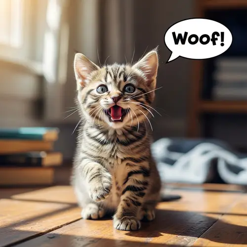 Cute Kitten Woofing like a Dog - Adorable Pet Moment