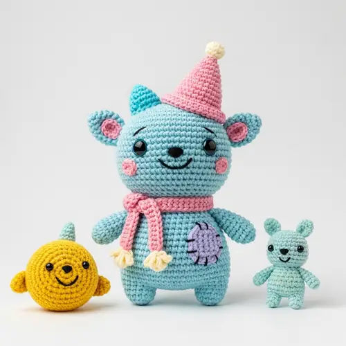 Adorable Amigurumi Creature Handcrafted from Vibrantly Colored Yarn