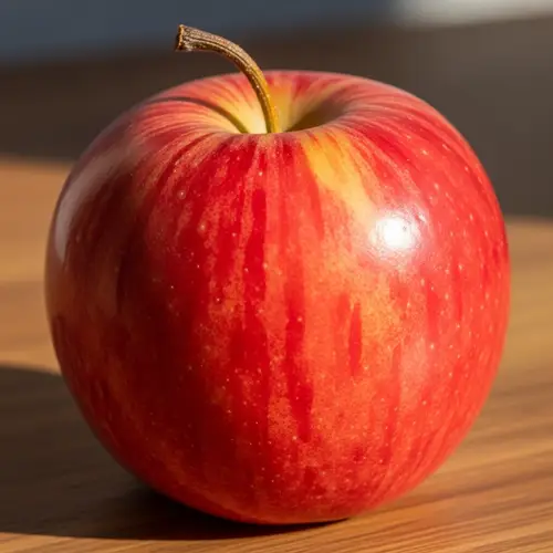 Vividly Colored Fresh Apple in Natural Light