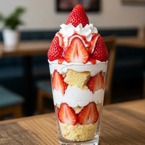 Delicious Cake in a Glass with Strawberries