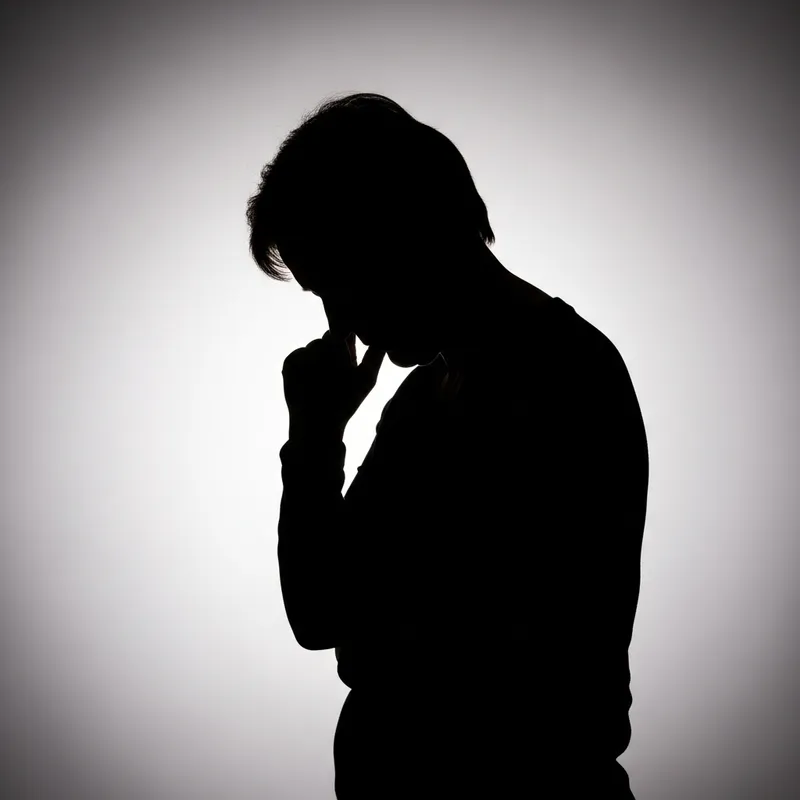 Sad Middle-Aged Silhouette - Portraying Human Emotions