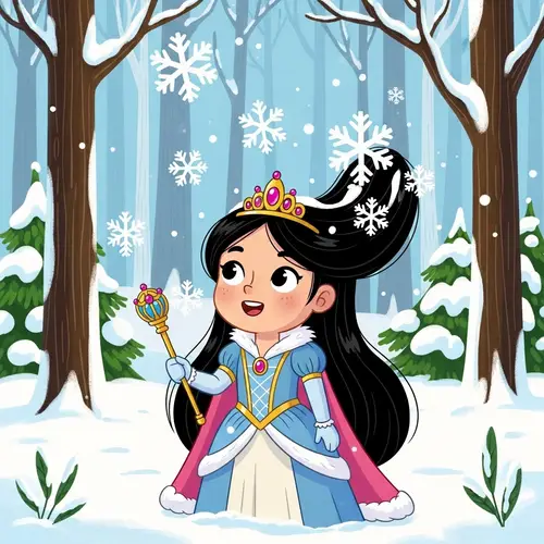 Magical Winter Princess in Enchanted Forest | Playful Art