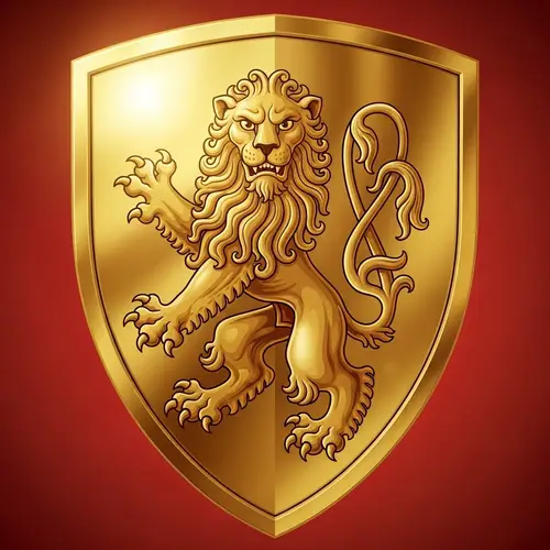 Demi-Rampant Lion On Gold Shield