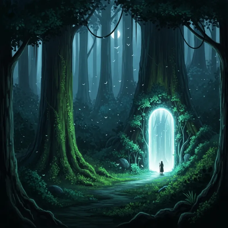 Enchanting Forest with Mysterious Portal Enchanting Forest with Mysterious Portal