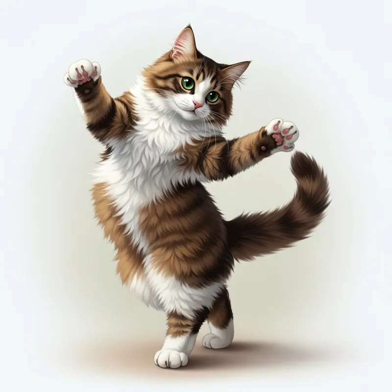Brown and White Cat Dancing | Joyful Ballet Pose Brown and White Cat Dancing | Joyful Ballet Pose