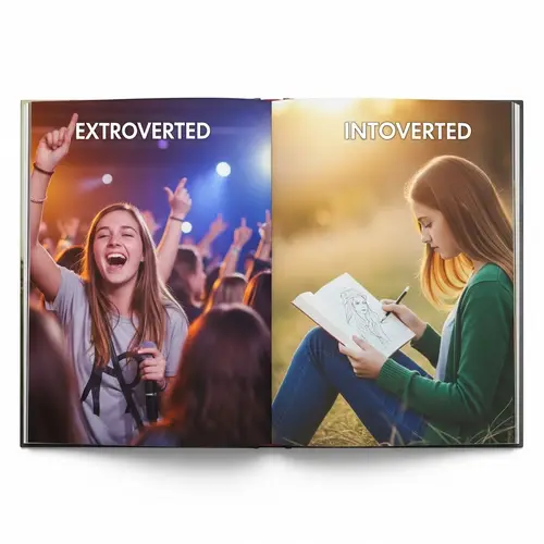 Dual Nature of a Teenage Girl: Extroverted and Introverted