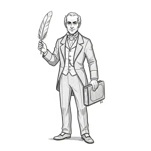 Pencil Drawing of Napoleon Hill - Vintage Author Sketch