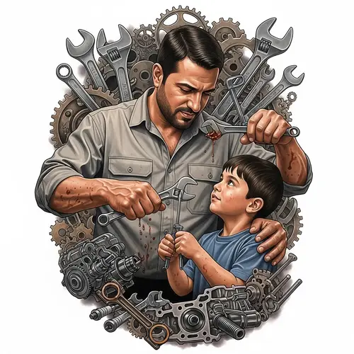 Father & Son Mechanics Tattoo Design