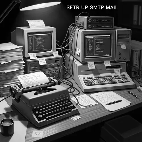 Vintage Setting Up SMTP Mail Process Digital Art