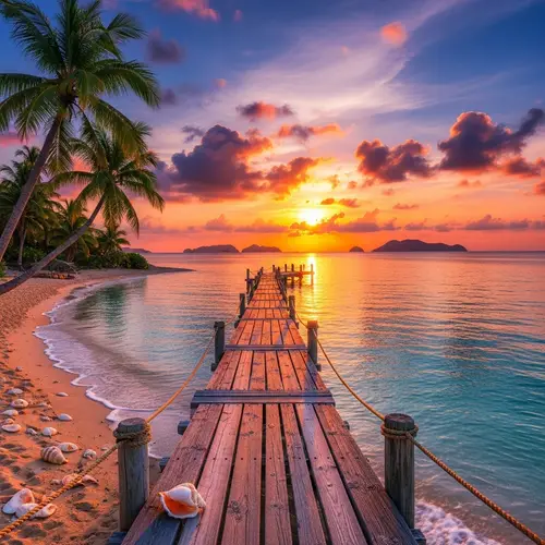 Breathtaking Sunset Over Serene Ocean - Tropical Ambiance