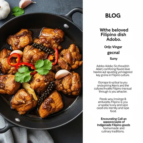Filipino Adobo Dish: Flavors of Soy Sauce, Vinegar, and Garlic