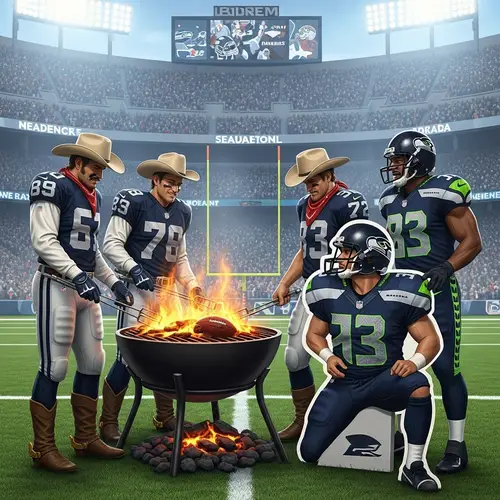 American Football Teams Barbecue Showdown in Stadium