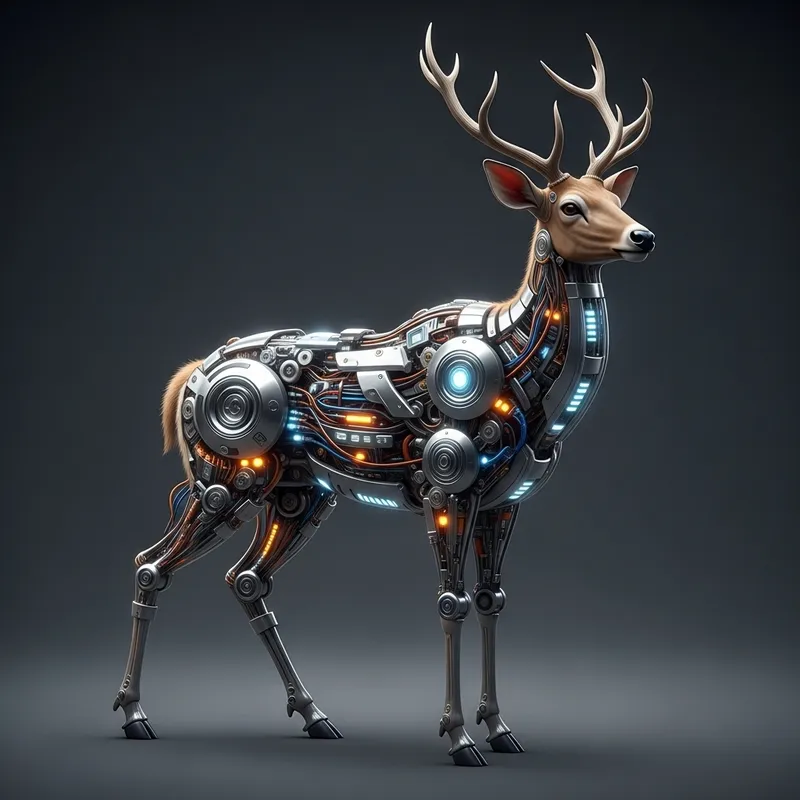 Realistic Machine-Deer Fusion | Unique Hybrid Art