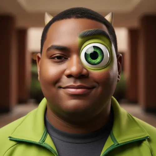 Realistic Mike Wazowski Human Representation