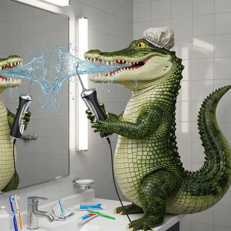 Alligator Using Oral Irrigator