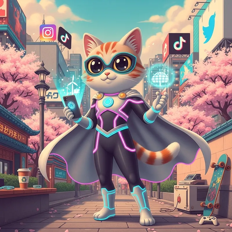 Cat Superhero Meme Token | Japanese Anime Inspired