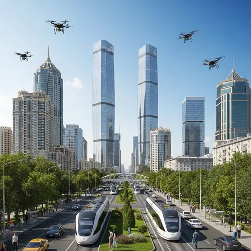 Futuristic Almaty City: Skyline, Transport & Diversity