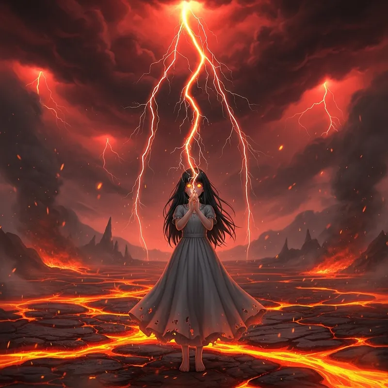 Summon Sparkling Lightning in Hell - Enchanting Girl in Grey Dress Summon Sparkling Lightning in Hell - Enchanting Girl in Grey Dress
