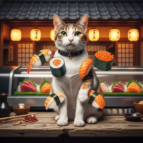 Sushi Cat: Whimsical Fusion of Feline and Japanese Cuisine