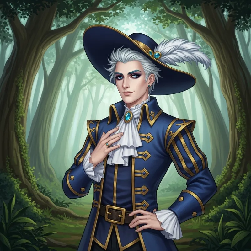 Handsome Scaramouche from Genshin Impact in Lush Forest