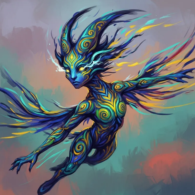 Impressionistic Mystical Creature: Intricate Patterns & Vibrant Colors