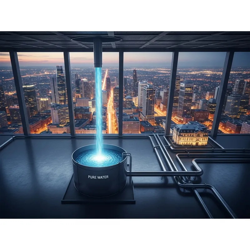 3D Render: City Water Distribution System - Big Tank Supply