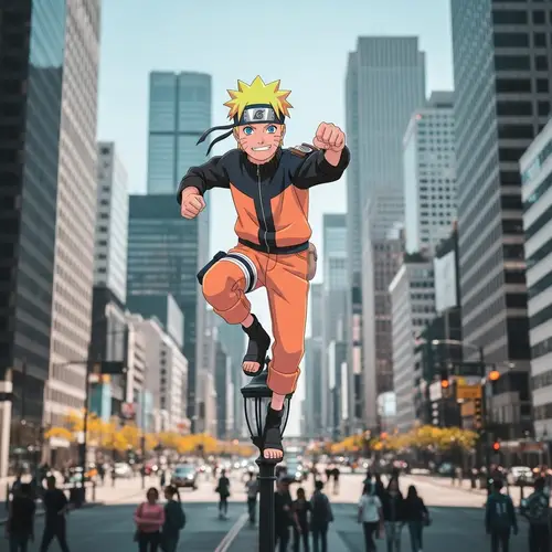 Realistic Naruto Uzumaki: Spiky Hair, Martial Arts in City