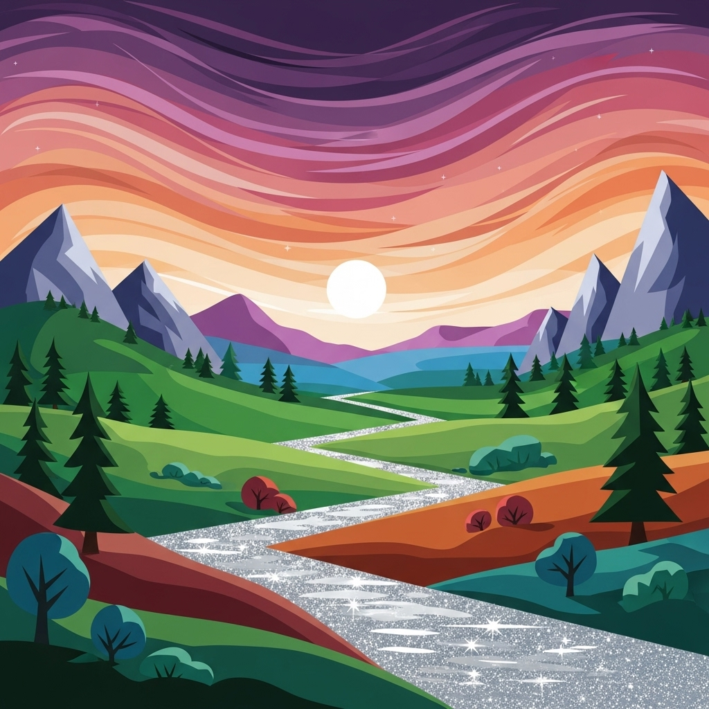 Vibrant Abstract Landscape Art | Inspirational Scene | AI Art