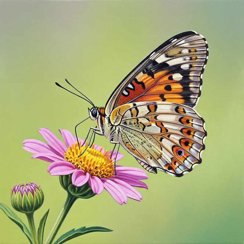 Vibrant Butterfly on Flower in Pastel Macro Photography